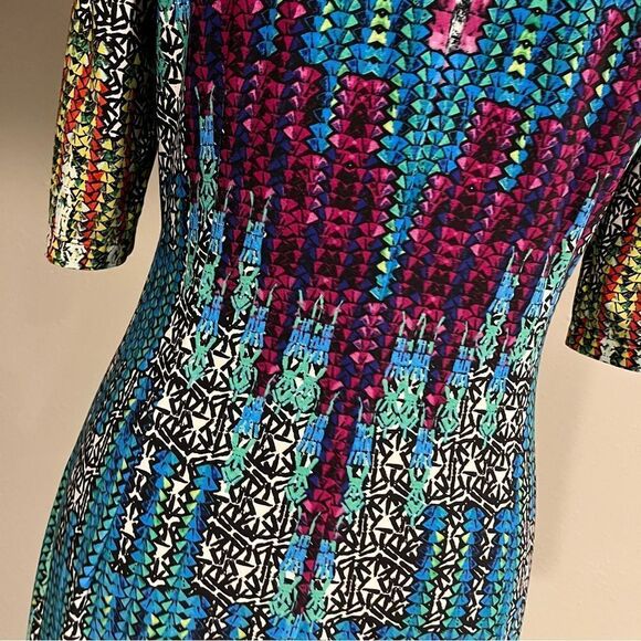 London Times Colorful Mosaic Shift short sleeve knee length Dress size 6 - Picture 7 of 12